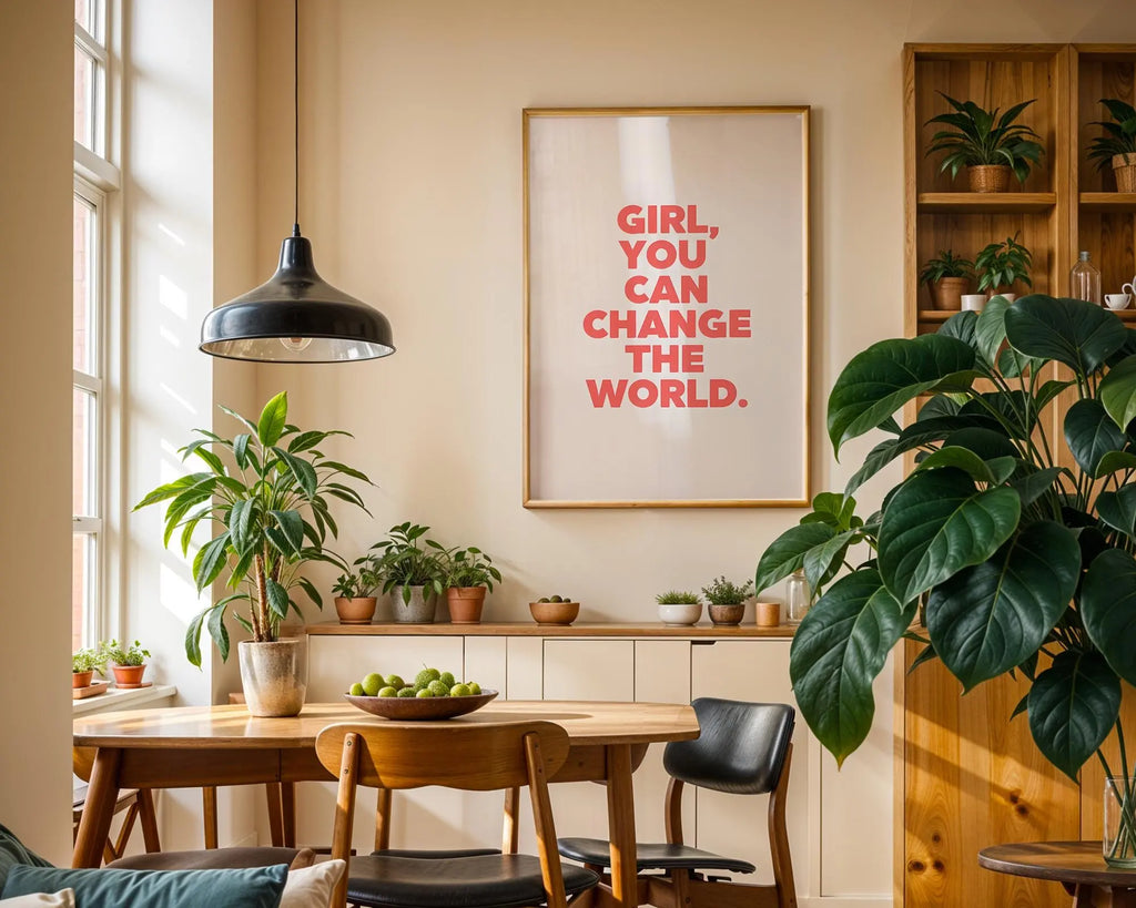 Positive Emotion | Girl You Can Change The World Wall Art | Motivational Typography | Feminine Empowerment Decor wall art print, modern home decor, unframed artwork by Nomad & Nest