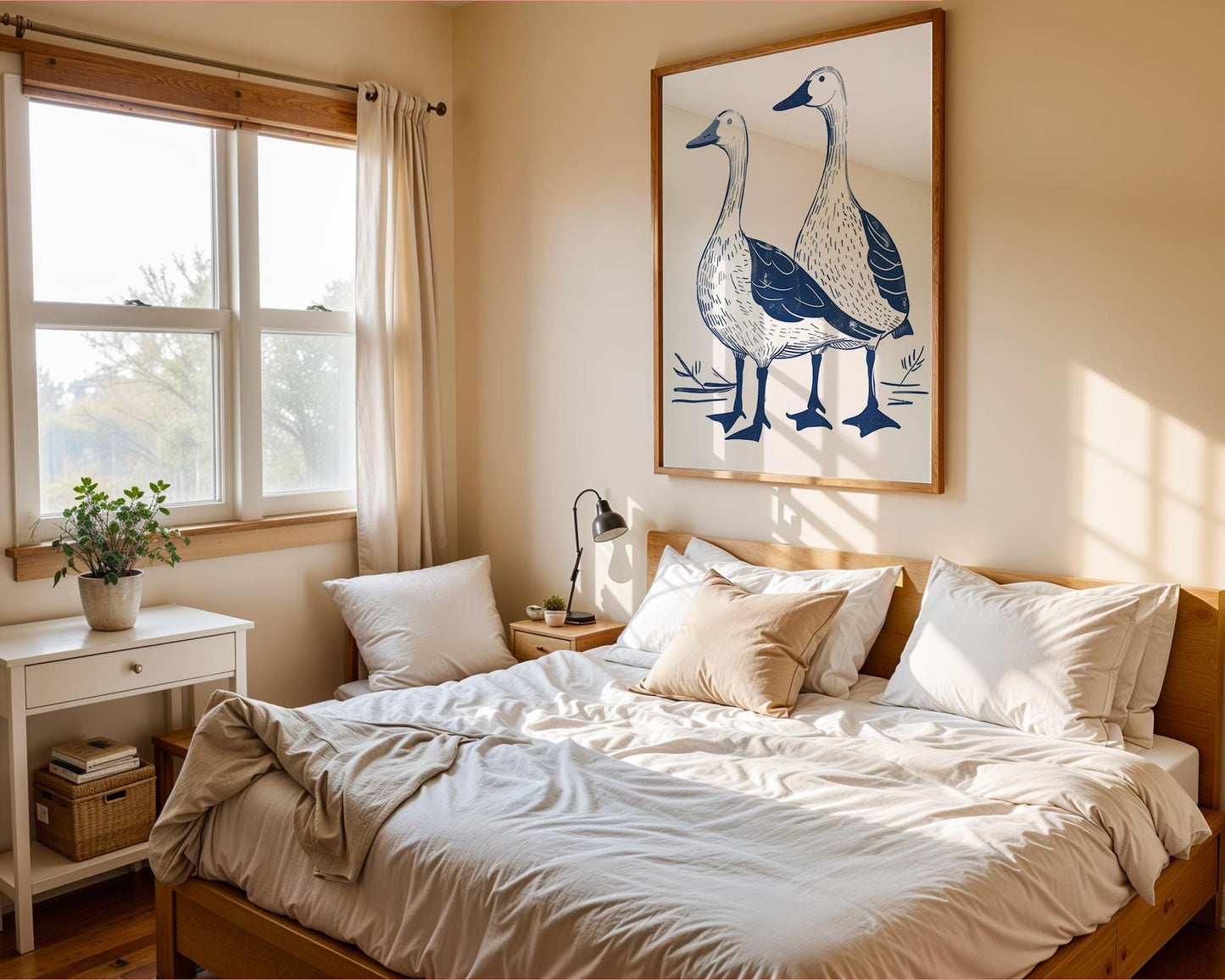 Blue Geese Farmhouse Print, Rustic Kitchen Wall Art wall art print, modern home decor, unframed artwork by Nomad & Nest