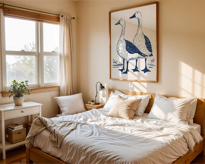 Blue Geese Farmhouse Print, Rustic Kitchen Wall Art wall art print, modern home decor, unframed artwork by Nomad & Nest