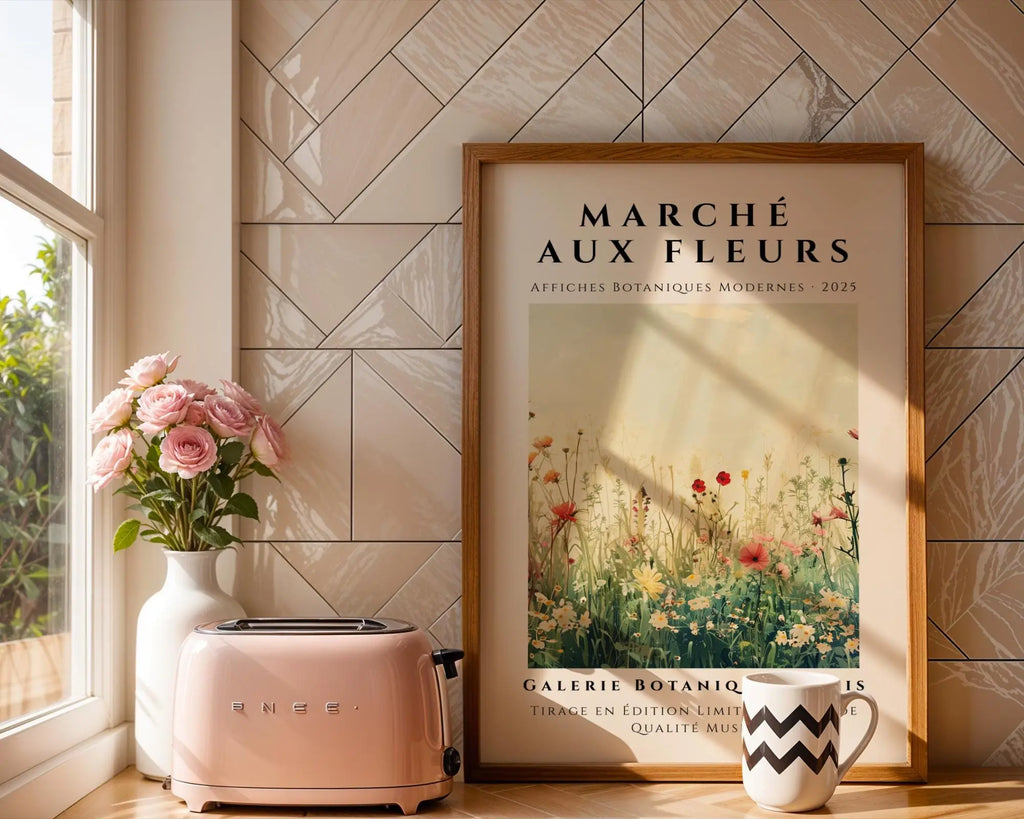 Botanical Print | French Flower Market Poster, Neutral Decor wall art print, modern home decor, unframed artwork by Nomad & Nest