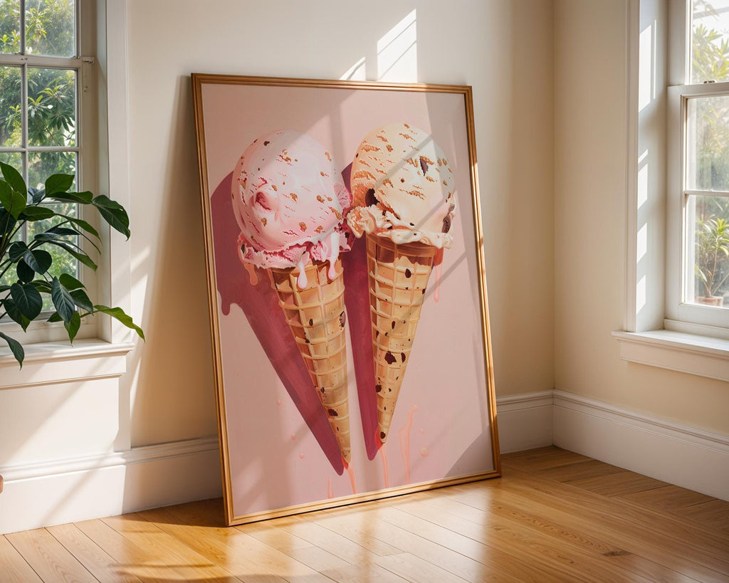 Colourful Prints | Ice Cream Cone Print | Retro Summer Kitchen Wall Art wall art print, modern home decor, unframed artwork by Nomad & Nest