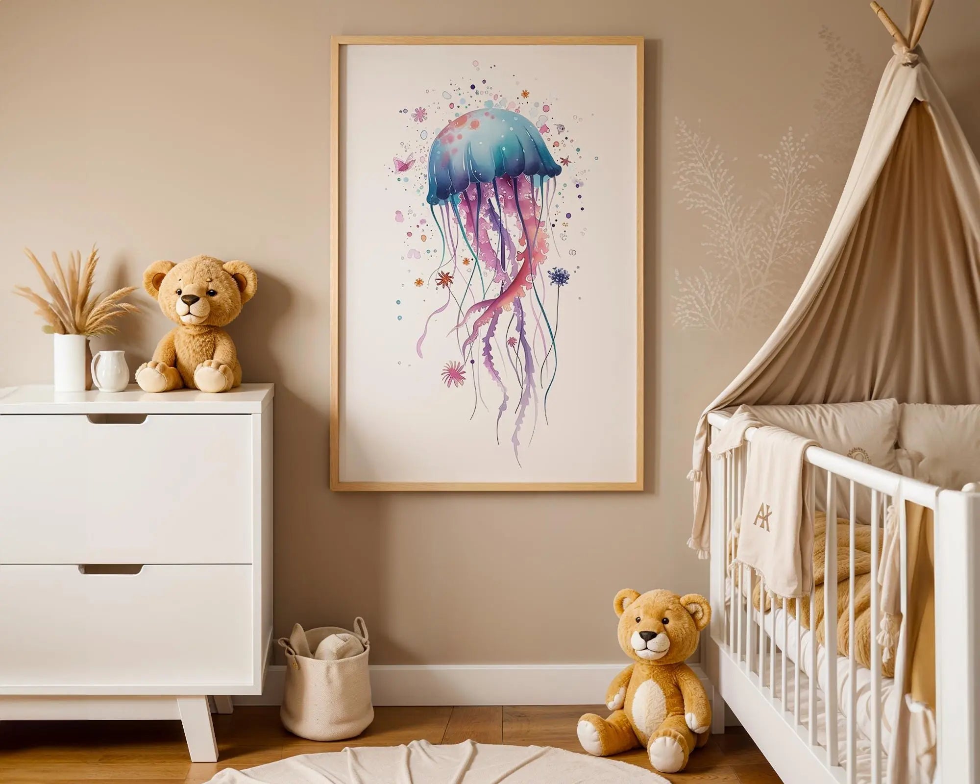 Playroom Ideas | Colourful Jellyfish Nursery Art | Underwater Ocean Wall Print wall art print, modern home decor, unframed artwork by Nomad & Nest