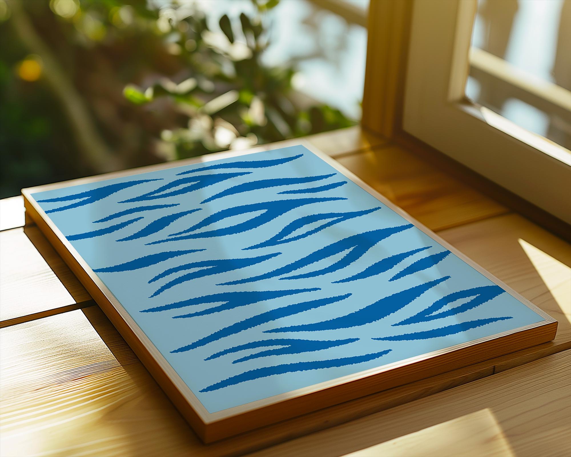 Blue Tiger Stripe Print | Abstract Animal Pattern Poster wall art print, modern home decor, unframed artwork by Nomad & Nest
