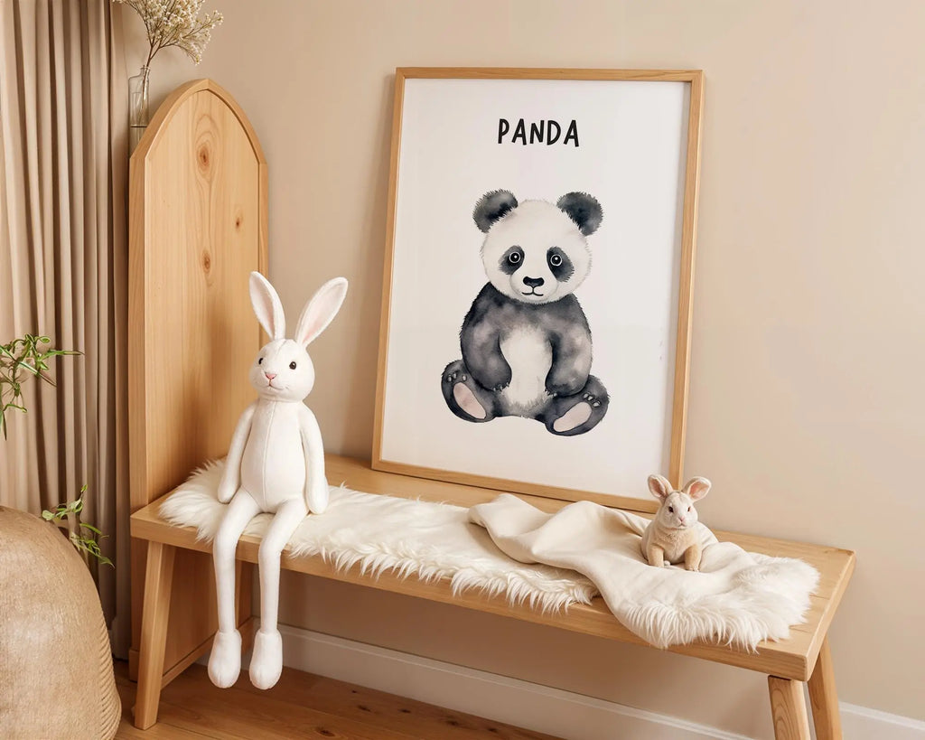 Playroom Ideas | Panda Nursery Wall Art | Neutral Animal Baby Illustration wall art print, modern home decor, unframed artwork by Nomad & Nest