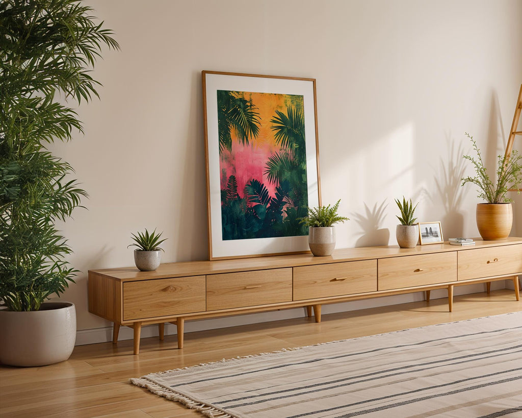 Modern Pop Art | Tropical Palm Leaf  Print | Psychedelic Sunset Jungle Decor wall art print, modern home decor, unframed artwork by Nomad & Nest