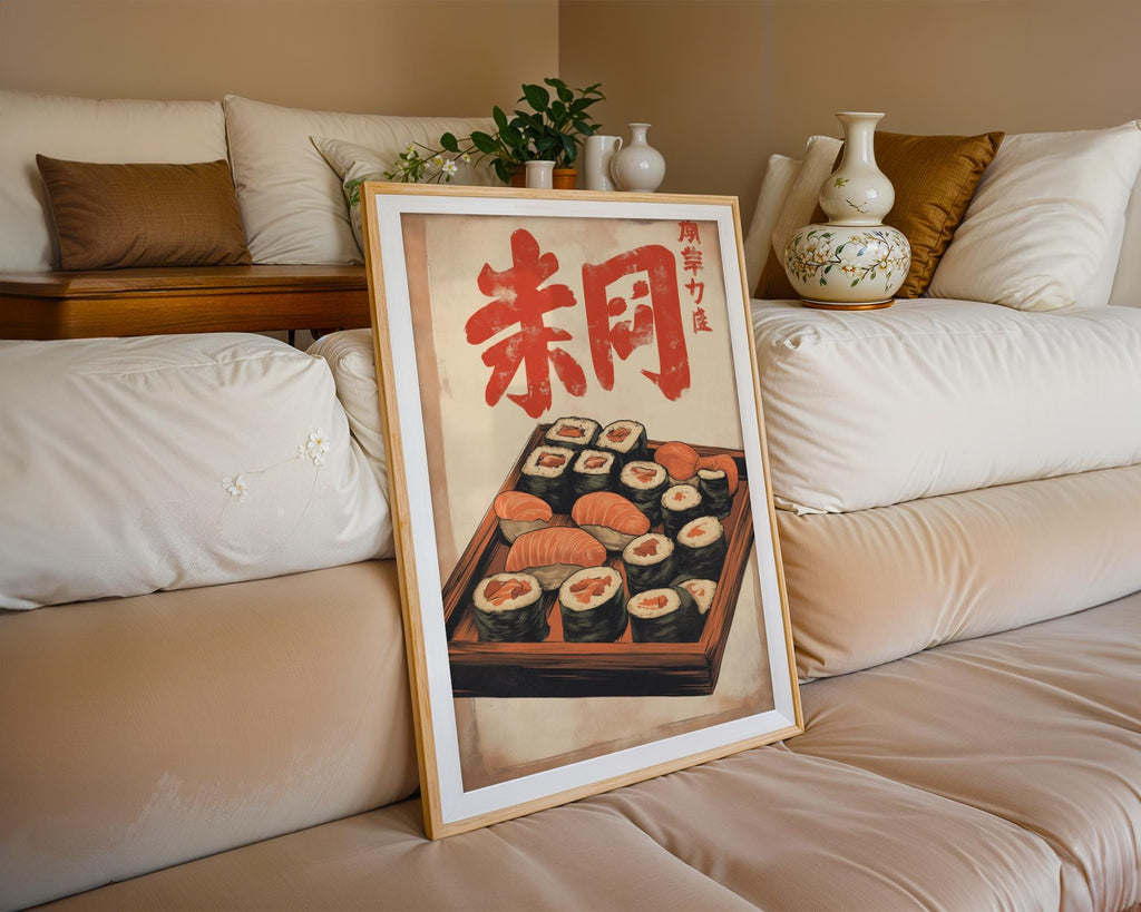 Japanese Poster | Vintage Sushi Print - Retro  Food wall art print, modern home decor, unframed artwork by Nomad & Nest