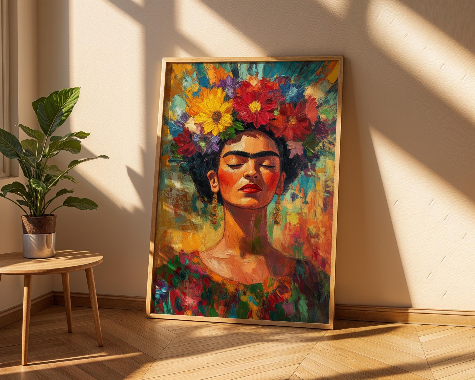 Frida Kahlo Floral Portrait Print | Vibrant Impressionist Wall Art wall art print, modern home decor, unframed artwork by Nomad & Nest