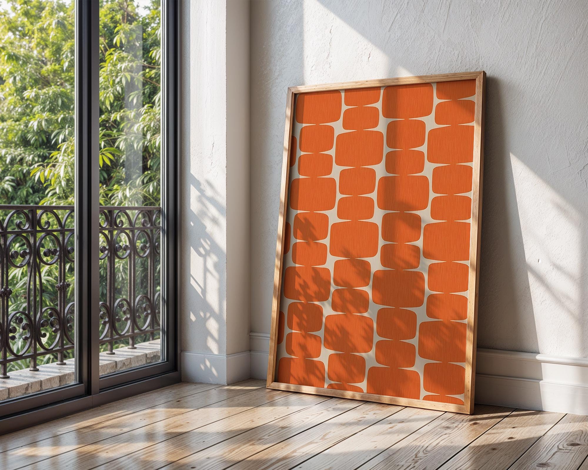 Orange Geometric Art Print | Mid-Century Modern, Scandinavian Decor wall art print, modern home decor, unframed artwork by Nomad & Nest