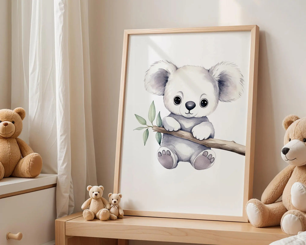 Playroom Ideas | Koala Nursery Wall Art | Australian Animal Baby Illustration wall art print, modern home decor, unframed artwork by Nomad & Nest