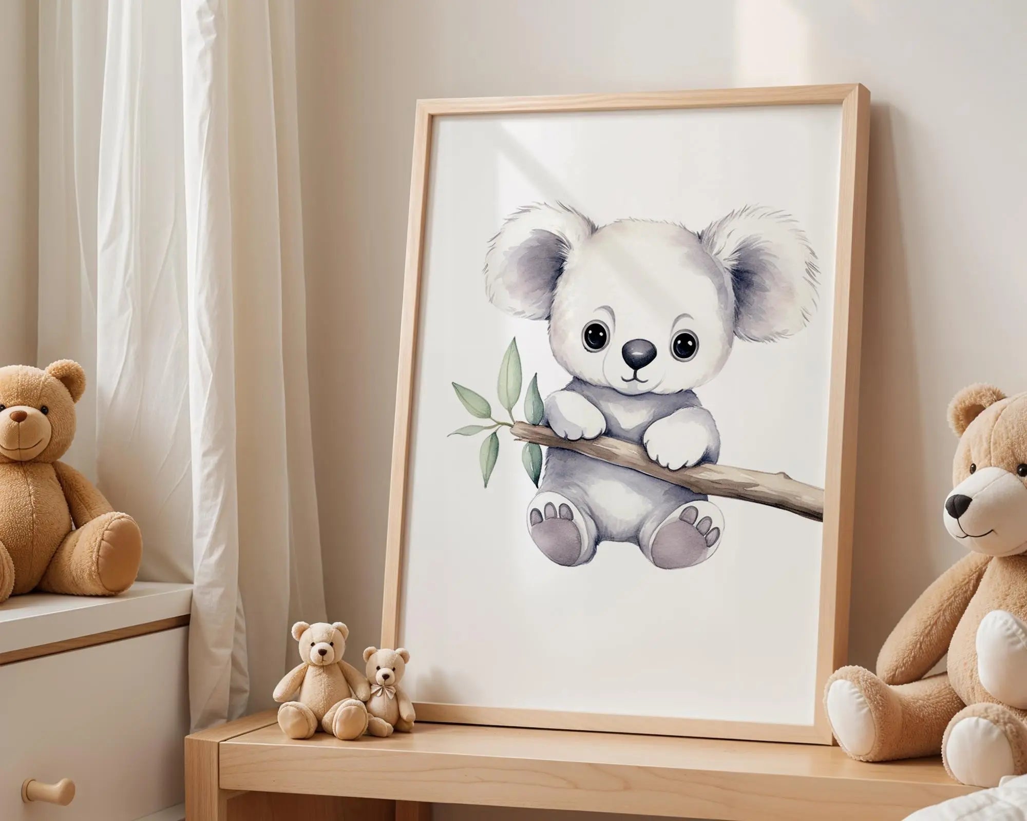 Playroom Ideas | Koala Nursery Wall Art | Australian Animal Baby Illustration wall art print, modern home decor, unframed artwork by Nomad & Nest