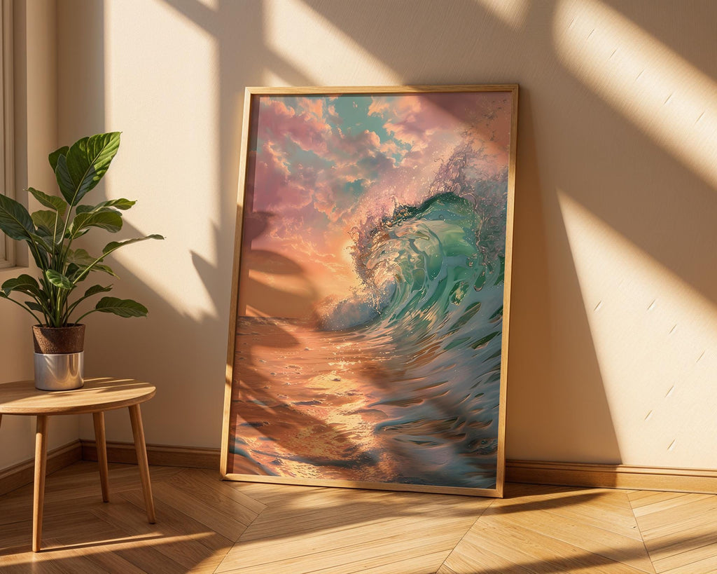 Colourful Prints | Sunset Ocean Wave Print | Abstract Coastal Art wall art print, modern home decor, unframed artwork by Nomad & Nest