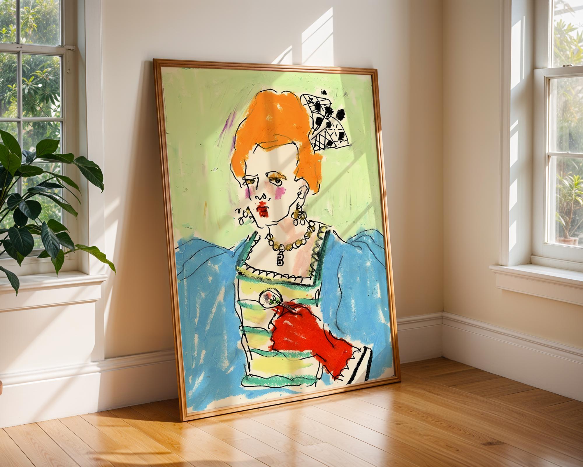 Abstract Woman Portrait Art Print | Colorful Expressionist Home Decor wall art print, modern home decor, unframed artwork by Nomad & Nest