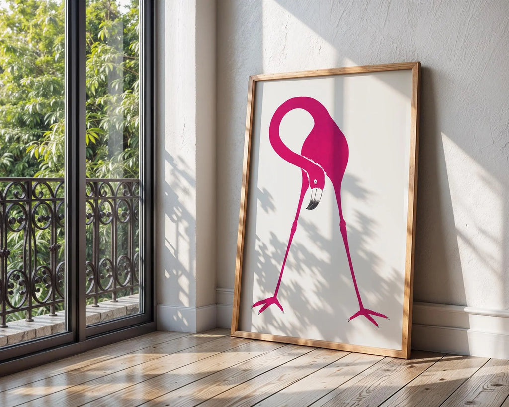 Pink Flamingo Art Print | Modern Tropical Home Decor wall art print, modern home decor, unframed artwork by Nomad & Nest