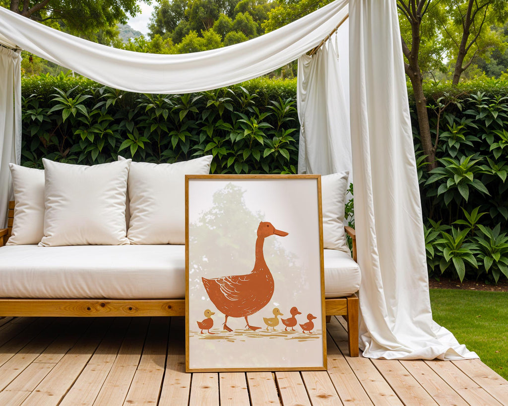 Geese Family Art Print | Rustic Nature Wall Decor wall art print, modern home decor, unframed artwork by Nomad & Nest