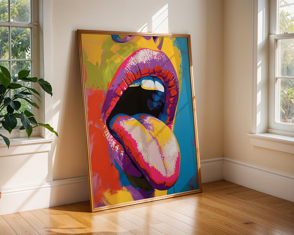 Colourful Prints | Pop Art Lips Print |  Tongue, Modern Home Decor wall art print, modern home decor, unframed artwork by Nomad & Nest