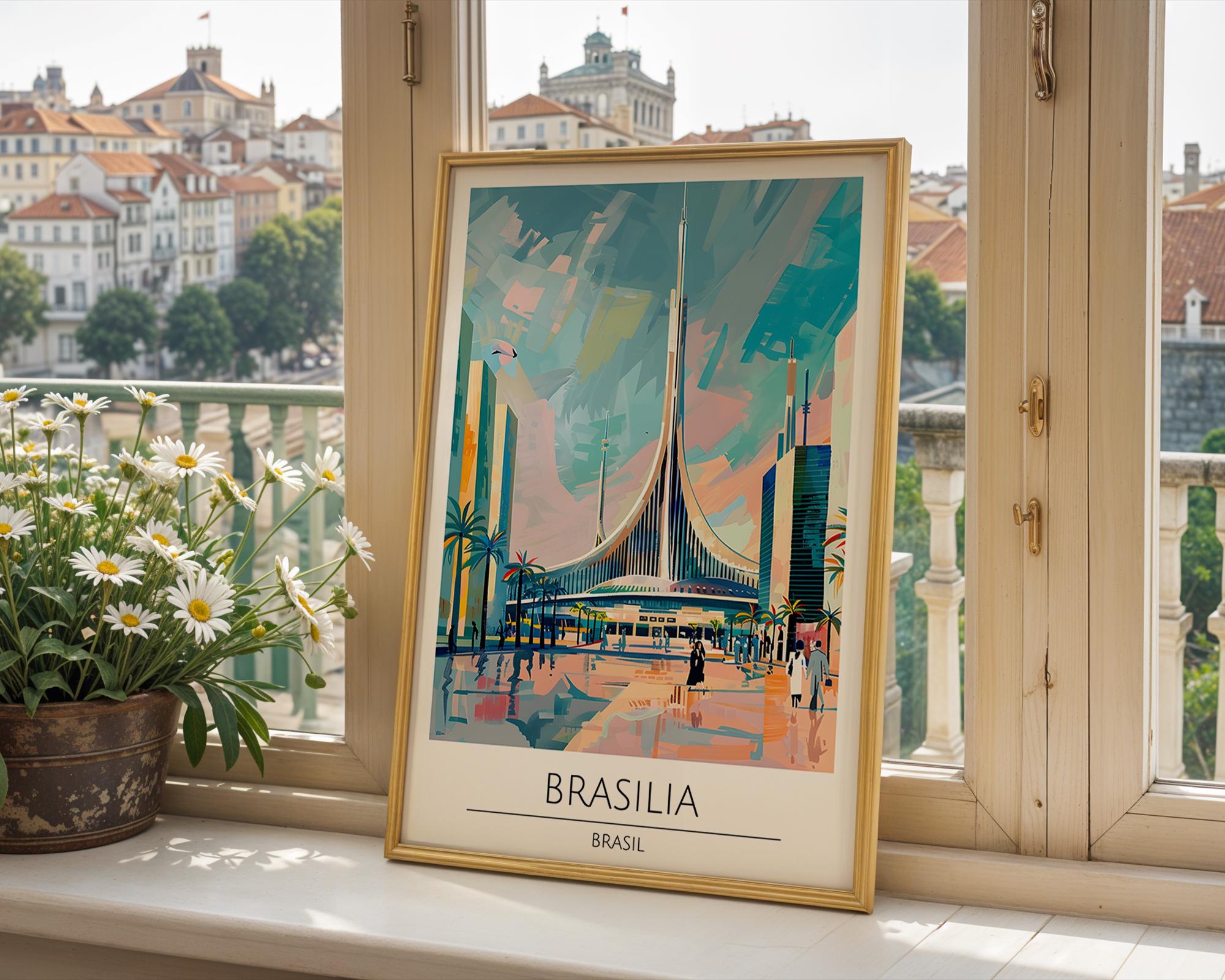 Brasilia Cathedral Art Print | Retro Brazil Travel Poster wall art print, modern home decor, unframed artwork by Nomad & Nest