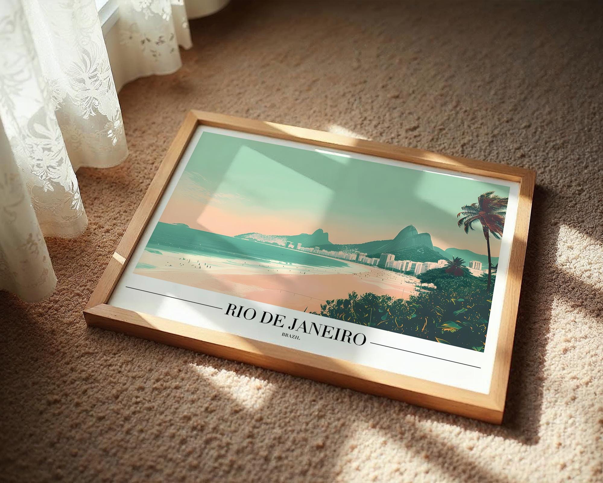 Rio de Janeiro Print | Ipanema Beach, Brazil Travel Poster wall art print, modern home decor, unframed artwork by Nomad & Nest