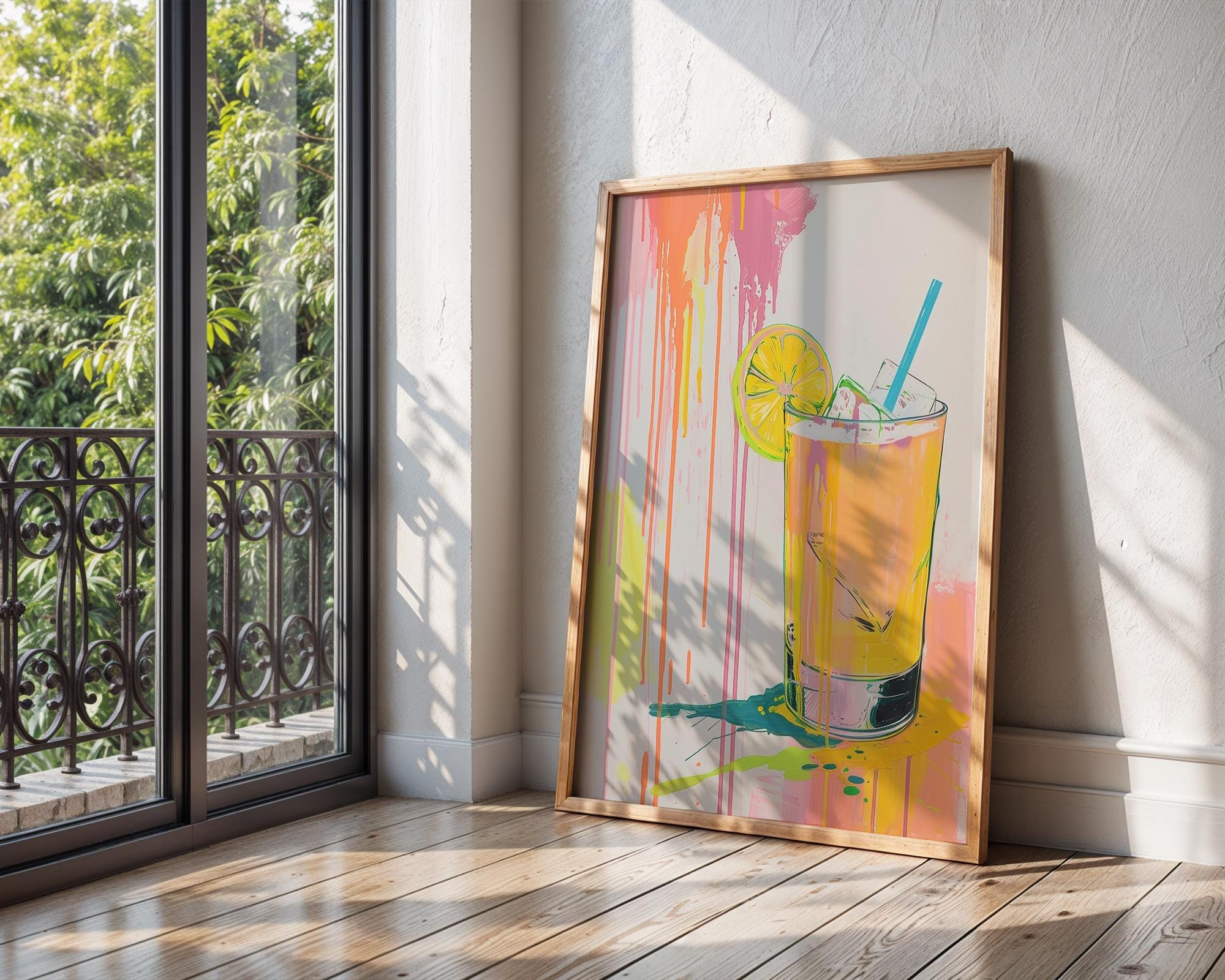 Colourful Prints | Neon Citrus Cocktail Print | Summer Drink Pop Art wall art print, modern home decor, unframed artwork by Nomad & Nest