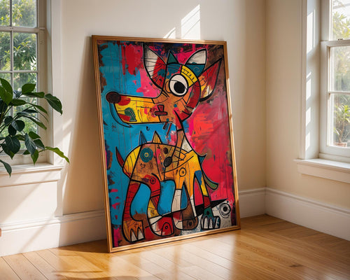 Abstract Dog Art Print | Colorful Cubist Animal Illustration wall art print, modern home decor, unframed artwork by Nomad & Nest