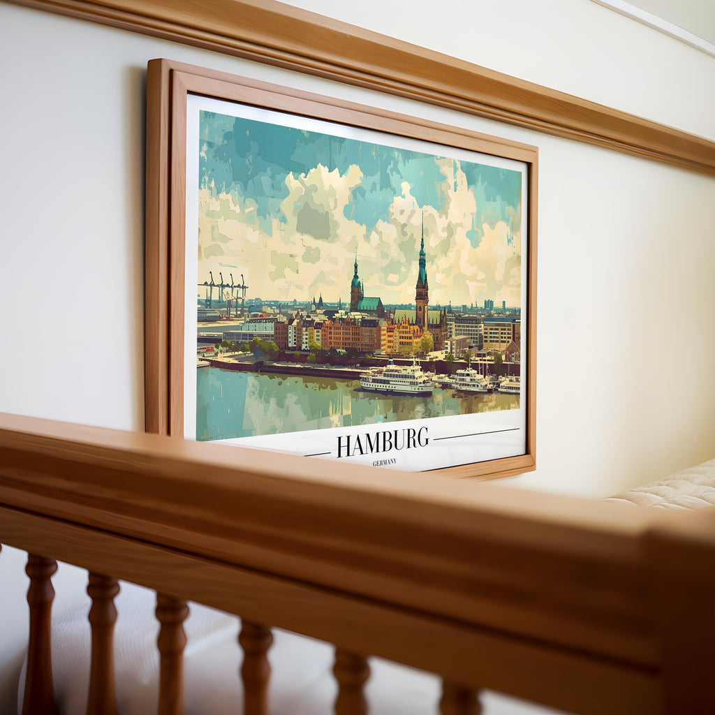 Hamburg Germany Poster | Vintage City Skyline Art Print wall art print, modern home decor, unframed artwork by Nomad & Nest