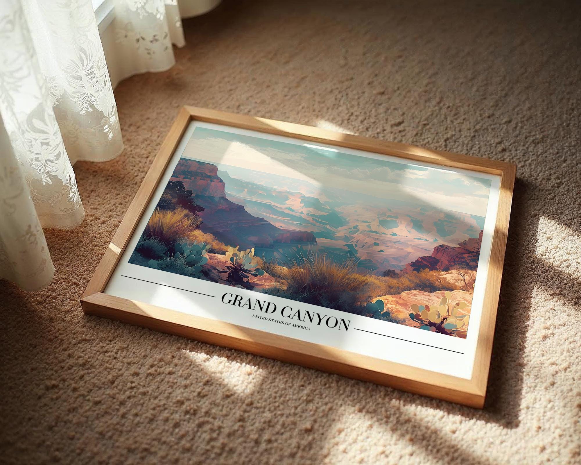 Grand Canyon Travel Poster | Vintage Desert Landscape Art Print wall art print, modern home decor, unframed artwork by Nomad & Nest
