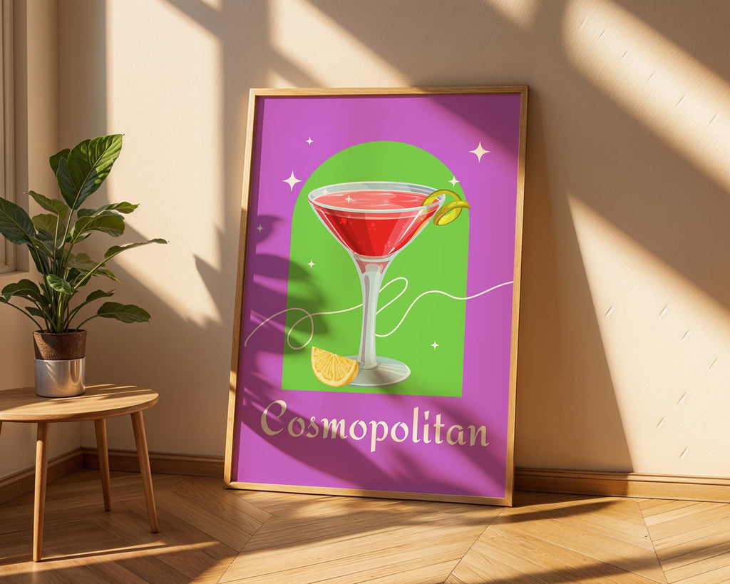 Cosmopolitan Cocktail Art Print | Modern Bar Cart Decor wall art print, modern home decor, unframed artwork by Nomad & Nest