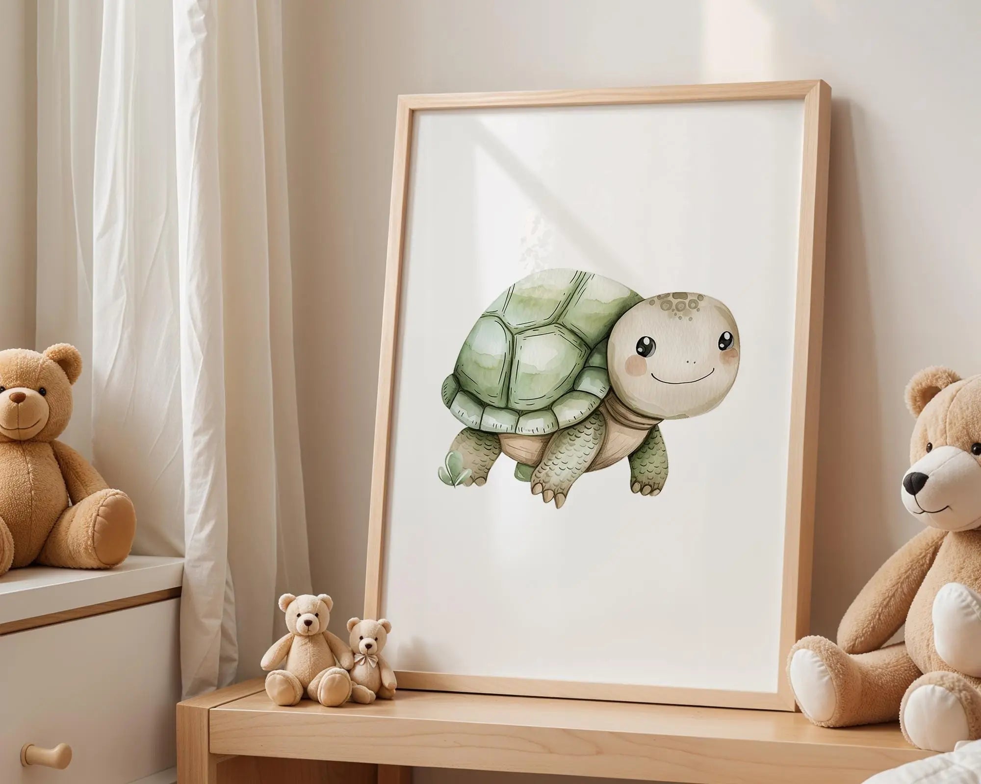 Playroom Ideas | Turtle Nursery Wall Art | Woodland Animal Baby Decor wall art print, modern home decor, unframed artwork by Nomad & Nest