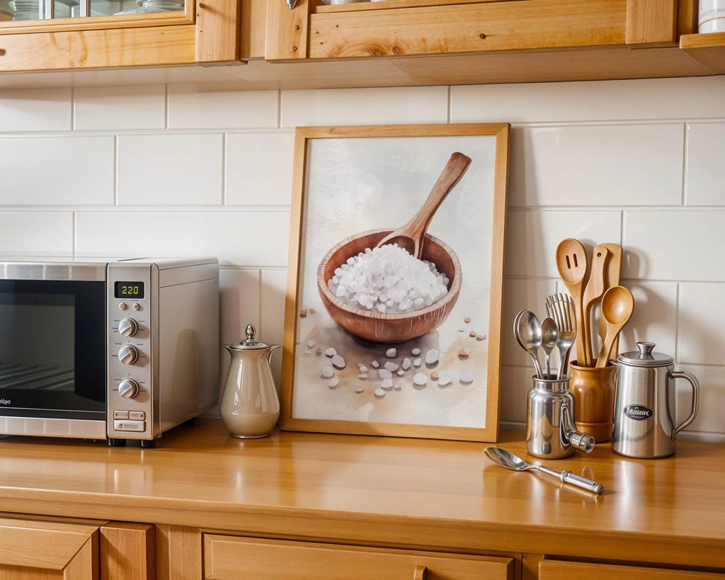 Sea Salt Bowl Art Print • Rustic Kitchen Decor wall art print, modern home decor, unframed artwork by Nomad & Nest