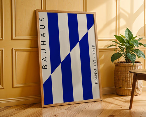 Bauhaus Poster Art Print | Modern Geometric , Blue & White wall art print, modern home decor, unframed artwork by Nomad & Nest