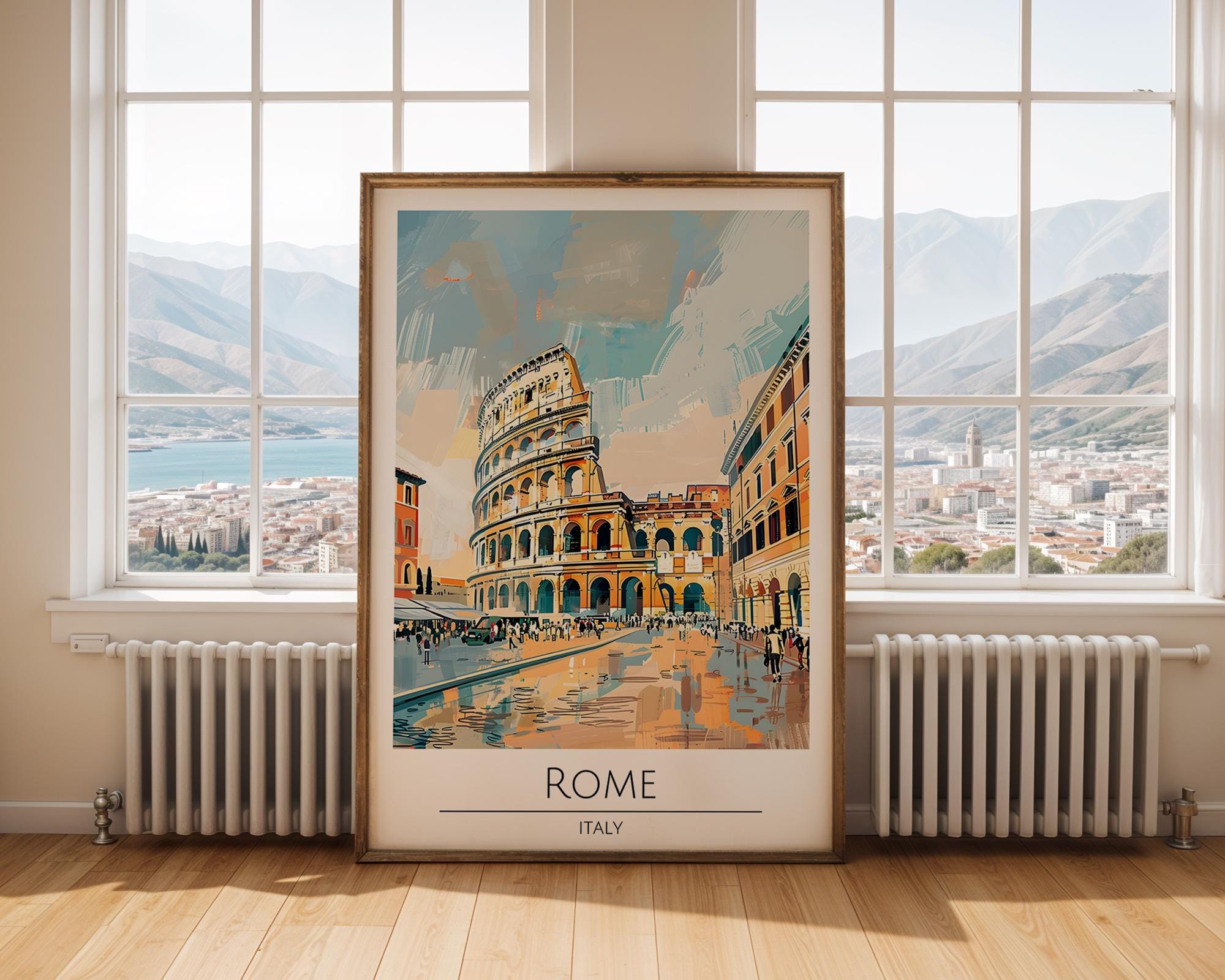 Rome Colosseum Travel Poster | Italian Architecture Art Print wall art print, modern home decor, unframed artwork by Nomad & Nest