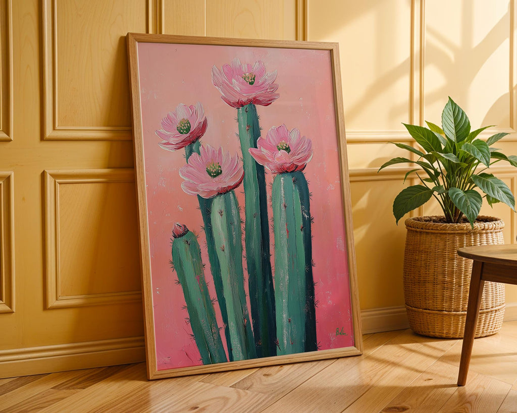 Pink Cactus Flower Print | Botanical Desert Wall Art wall art print, modern home decor, unframed artwork by Nomad & Nest