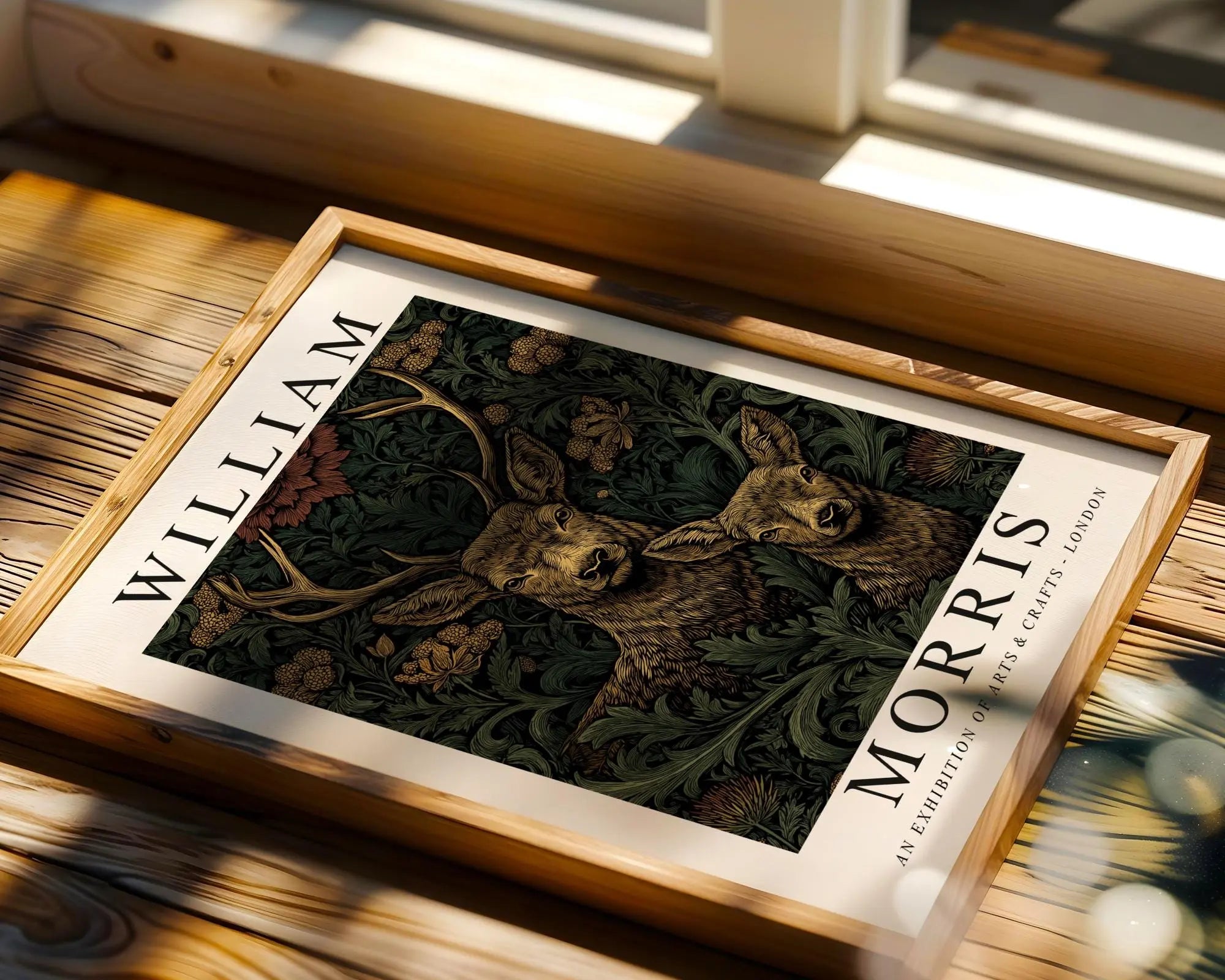 William Morris Print Deer  | Vintage Arts & Crafts Wildlife Poster wall art print, modern home decor, unframed artwork by Nomad & Nest