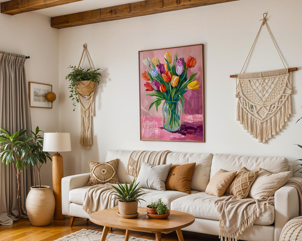 Modern Pop Art | Colorful Tulip Bouquet  Print | Modern Botanical Painting wall art print, modern home decor, unframed artwork by Nomad & Nest