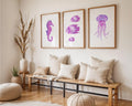 Colourful Prints | Purple Ocean Watercolor Print Set • Seahorse, Jellyfish & Fish Wall Art wall art print, modern home decor, unframed artwork by Nomad & Nest