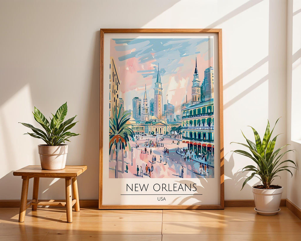 New Orleans Art Print | French Quarter Travel Poster wall art print, modern home decor, unframed artwork by Nomad & Nest