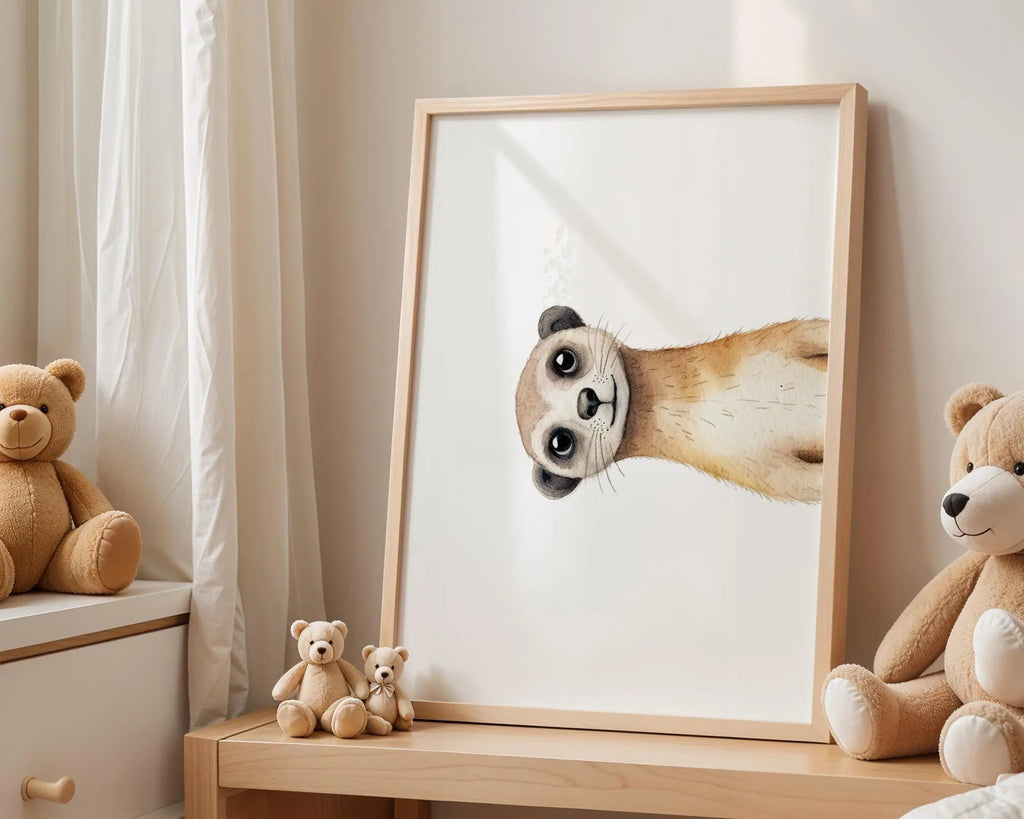 Playroom Ideas | Meerkat Nursery Wall Art | Safari Animal Baby Decor wall art print, modern home decor, unframed artwork by Nomad & Nest