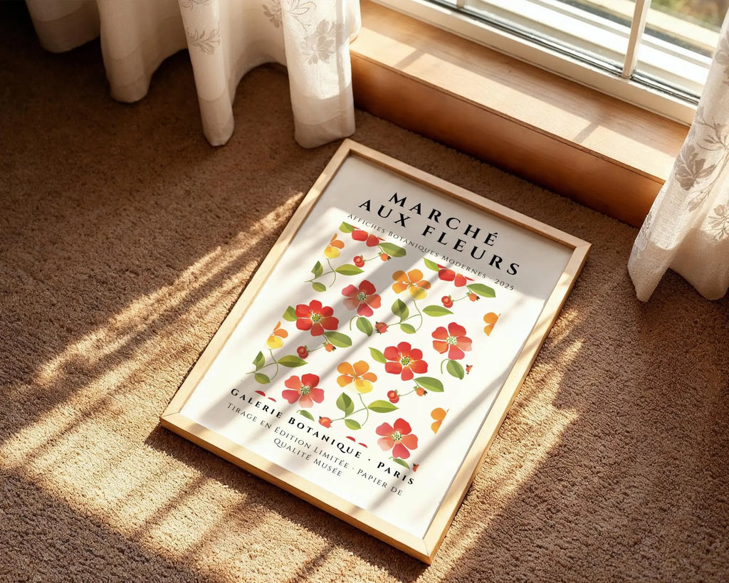 Red & Yellow Floral Wall Art Print | French Botanical Decor wall art print, modern home decor, unframed artwork by Nomad & Nest