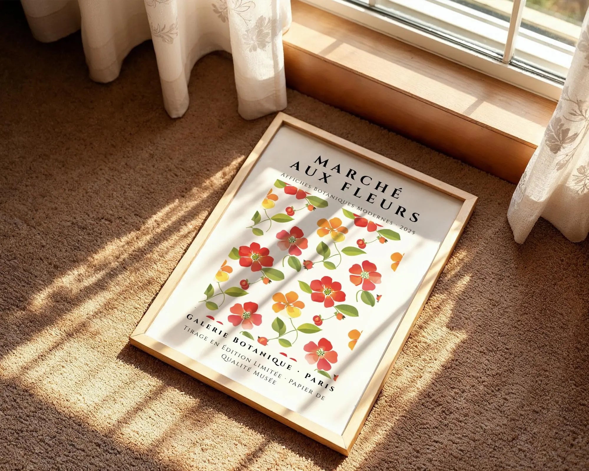 Red & Yellow Floral Wall Art Print | French Botanical Decor wall art print, modern home decor, unframed artwork by Nomad & Nest