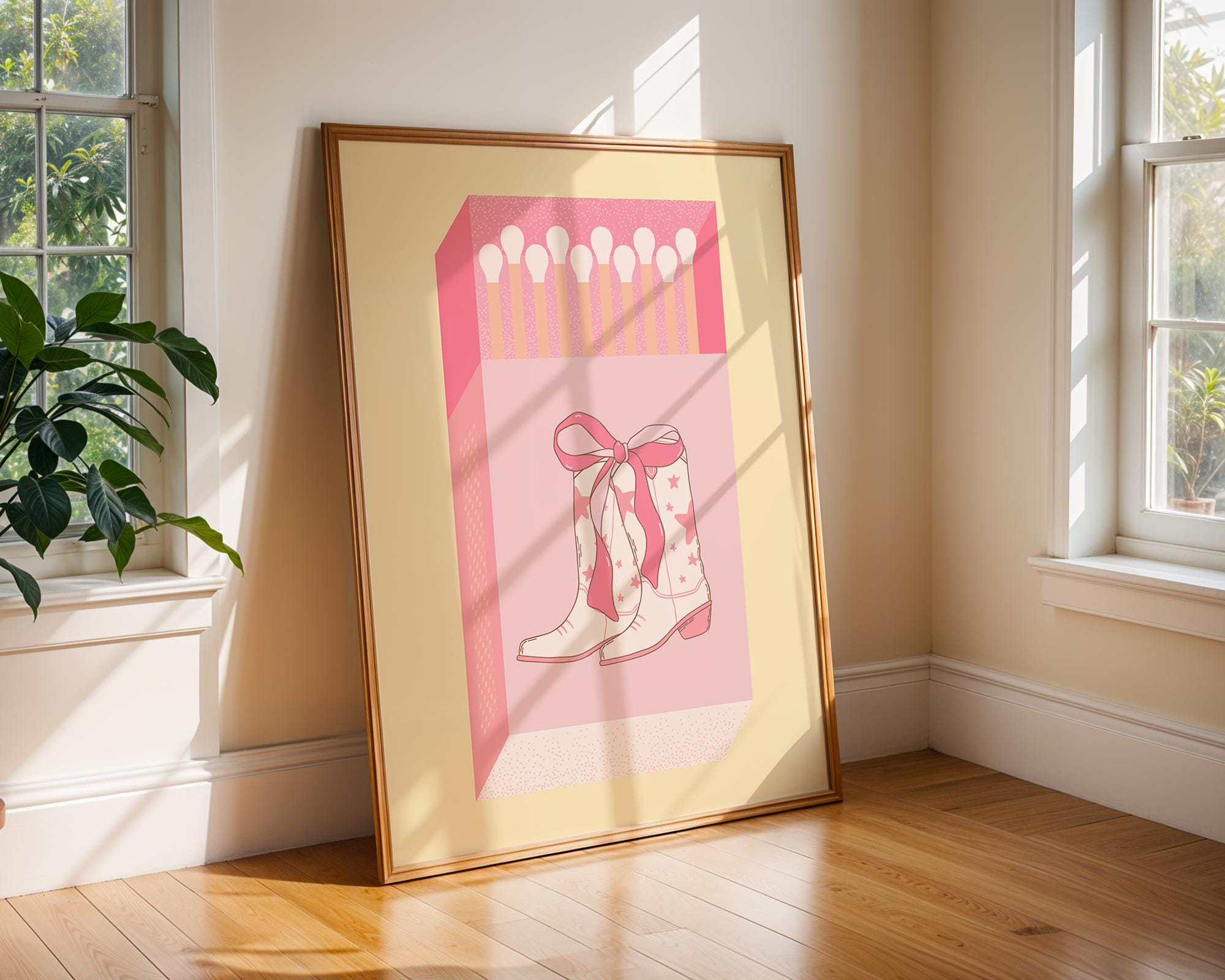 Pink Cowboy Boots Art Print | Whimsical Western Nursery Decor wall art print, modern home decor, unframed artwork by Nomad & Nest