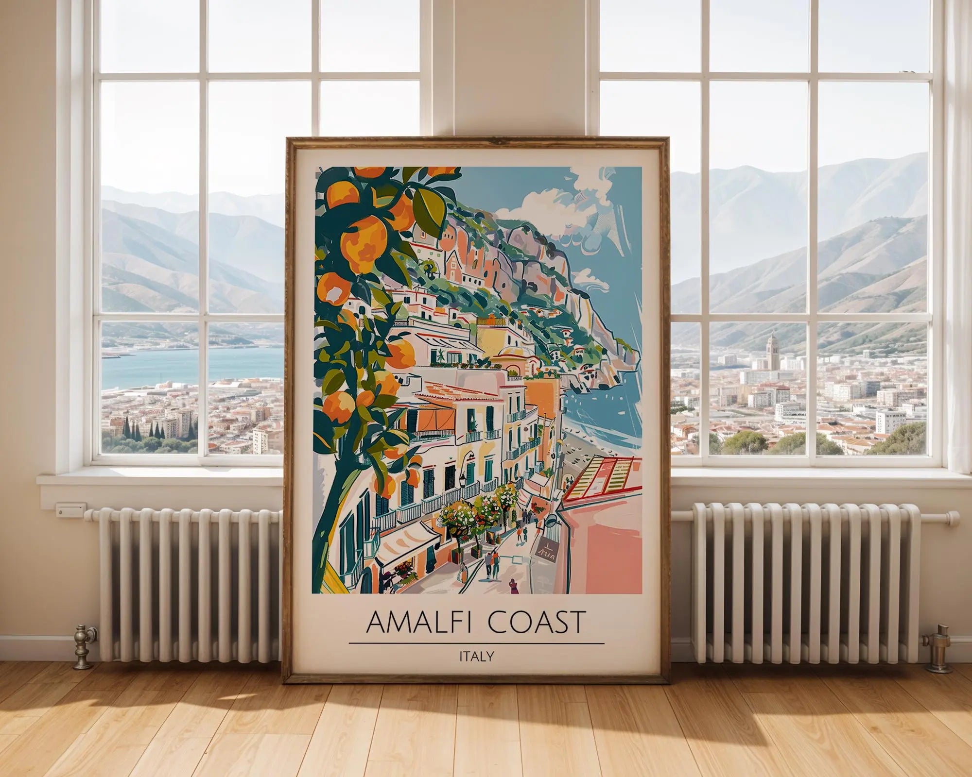 Amalfi Coast Print | Italy Seaside, Colourful Cliffside Art wall art print, modern home decor, unframed artwork by Nomad & Nest