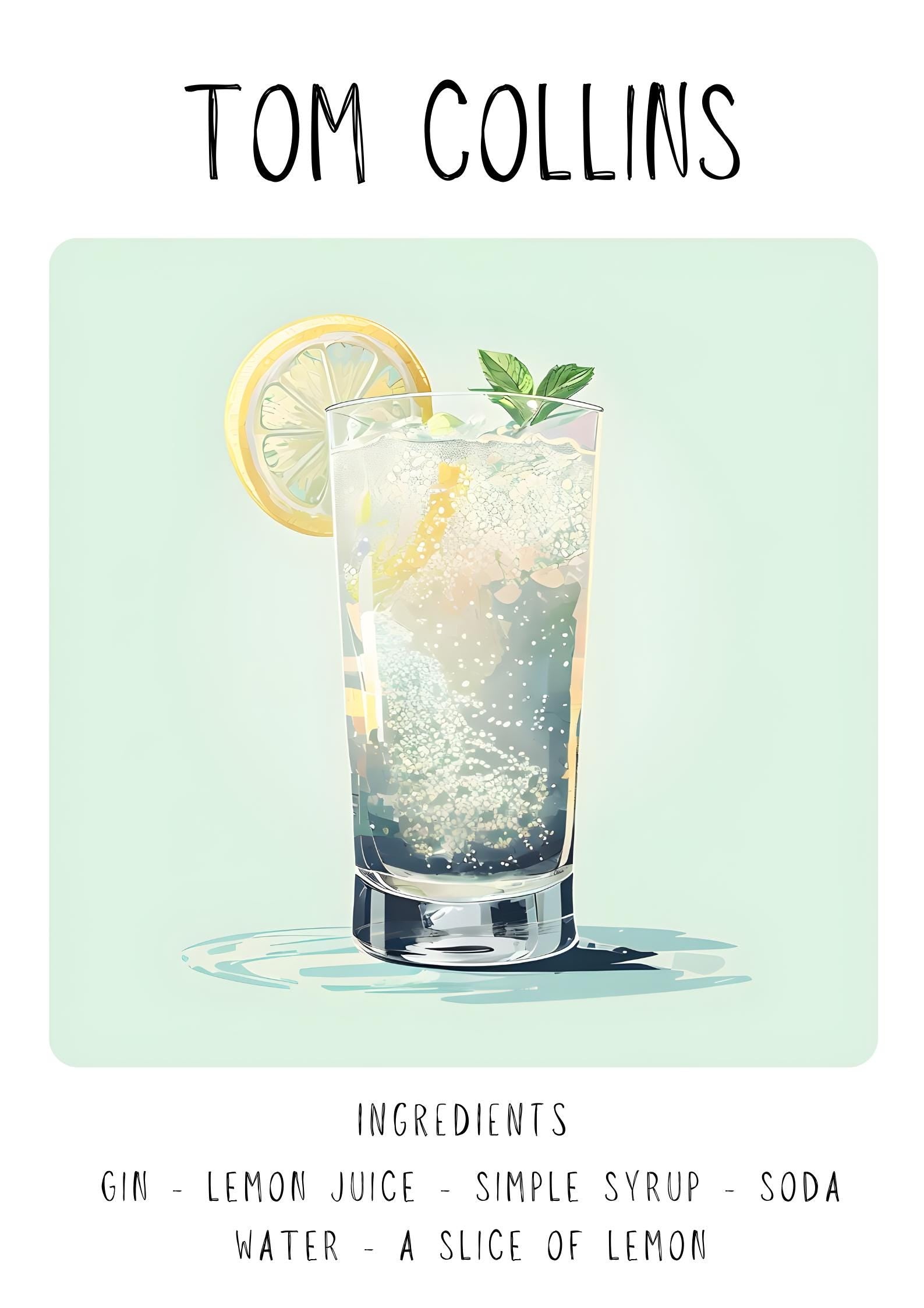 Tom Collins Cocktail Print | Minimalist Bar Cart Art wall art print, modern home decor, unframed artwork by Nomad & Nest