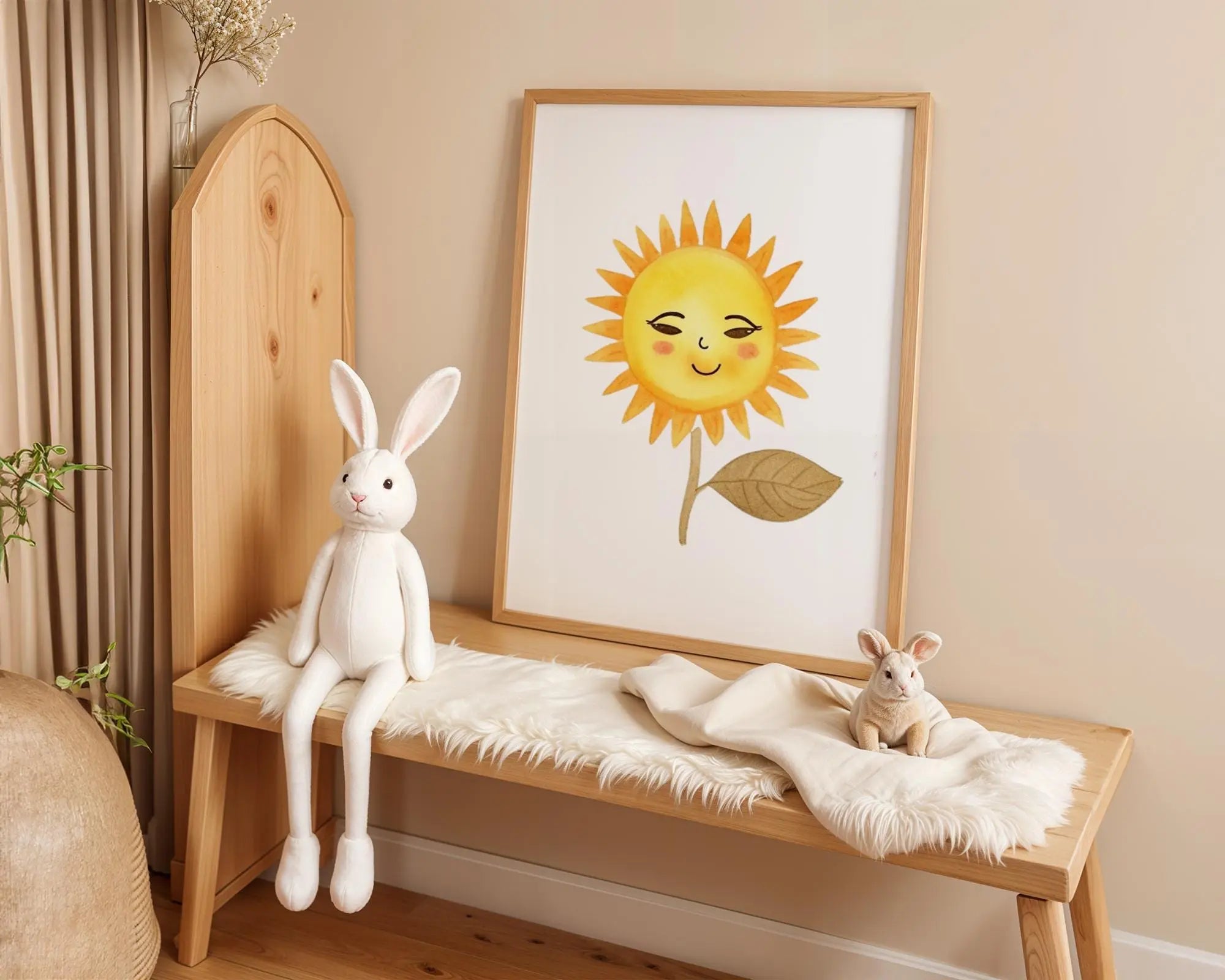 Playroom Ideas | Sunflower Face Nursery Wall Art Cheerful Baby Decor wall art print, modern home decor, unframed artwork by Nomad & Nest