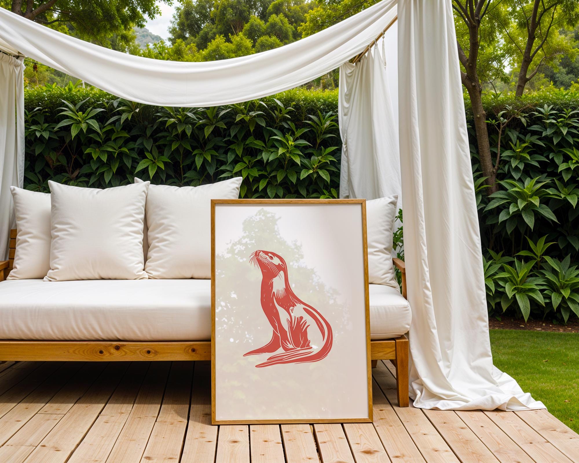 Red Sea Lion Art Print, Modern Coastal Decor wall art print, modern home decor, unframed artwork by Nomad & Nest