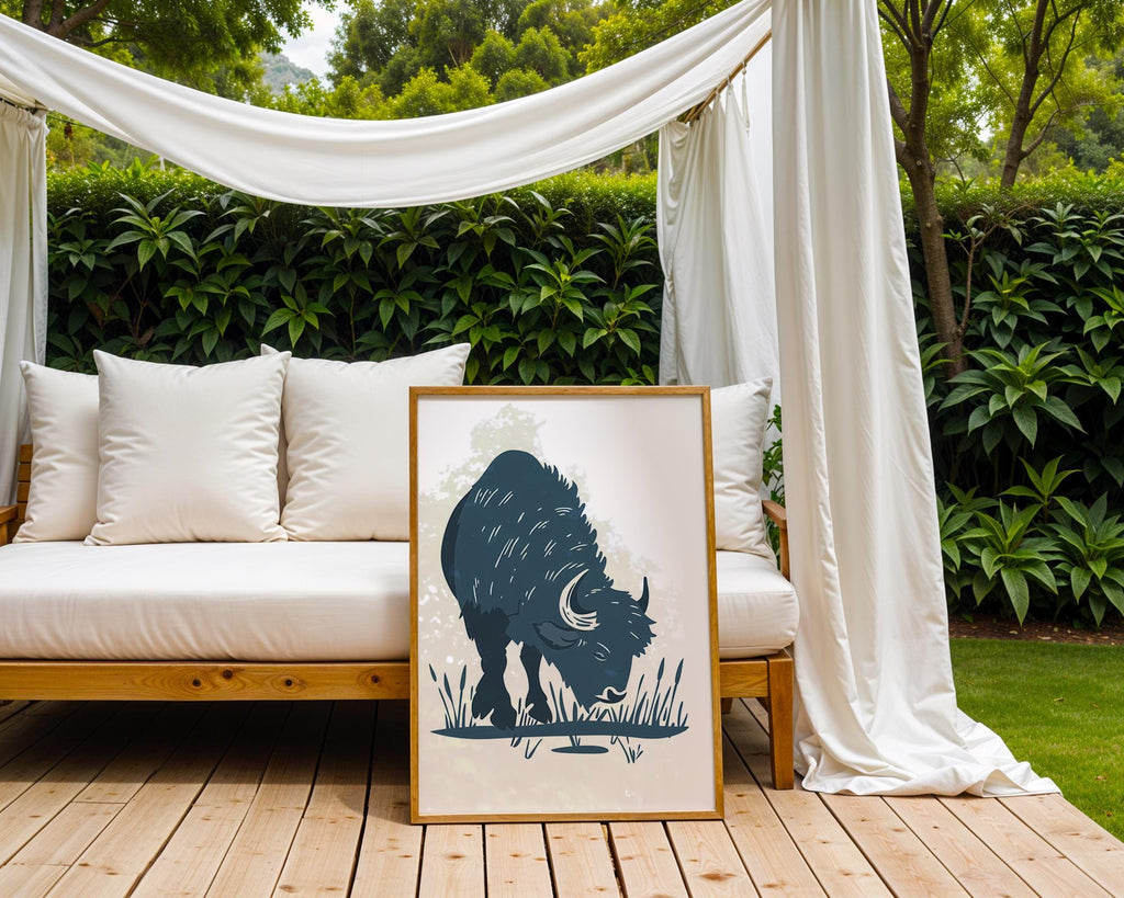 Minimalist Bison Print | Modern Wildlife Art, Western Decor wall art print, modern home decor, unframed artwork by Nomad & Nest