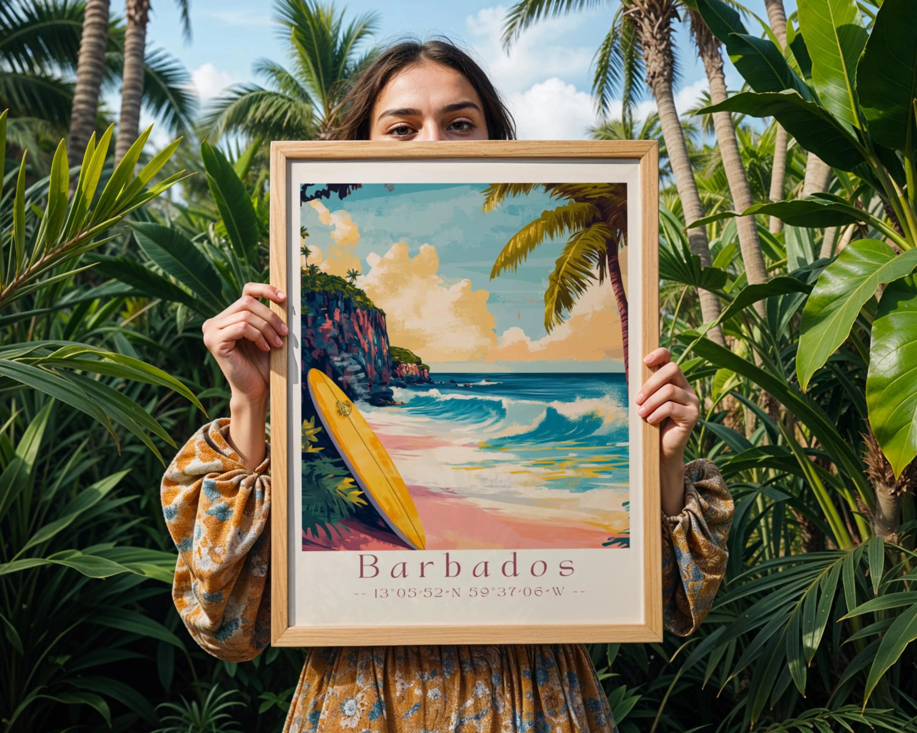 Barbados Beach Print – Tropical Surf Art, Coastal Wall Decor wall art print, modern home decor, unframed artwork by Nomad & Nest