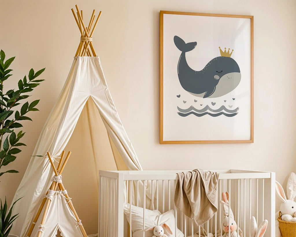 Playroom Ideas | Whale Nursery Art | Coastal Boho Ocean Wall Print wall art print, modern home decor, unframed artwork by Nomad & Nest
