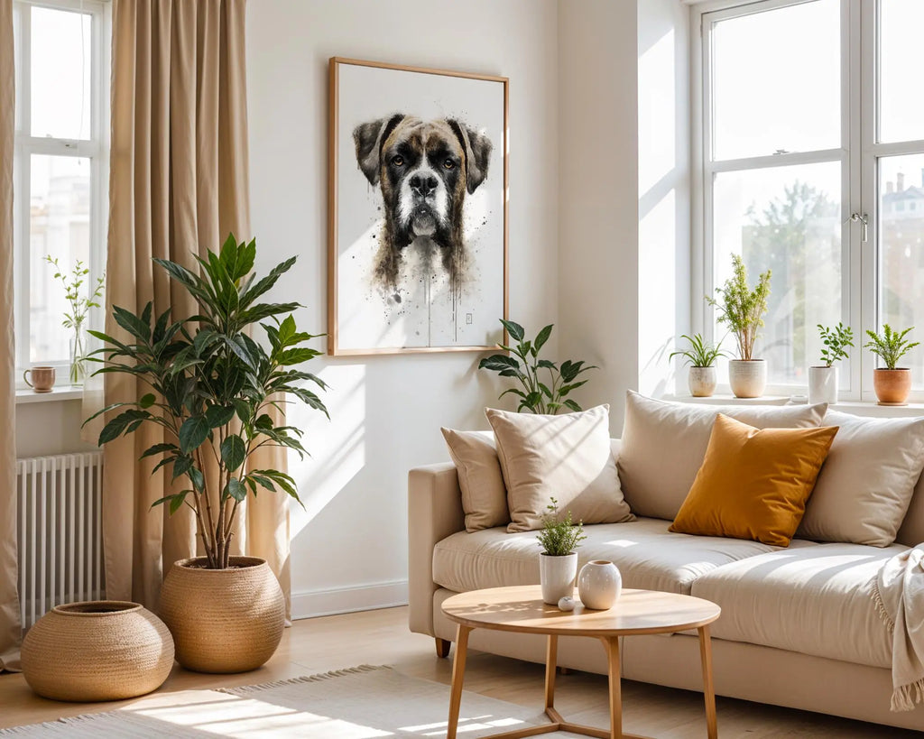 Boxer Dog Watercolor Portrait | Modern Pet Wall Art Print wall art print, modern home decor, unframed artwork by Nomad & Nest