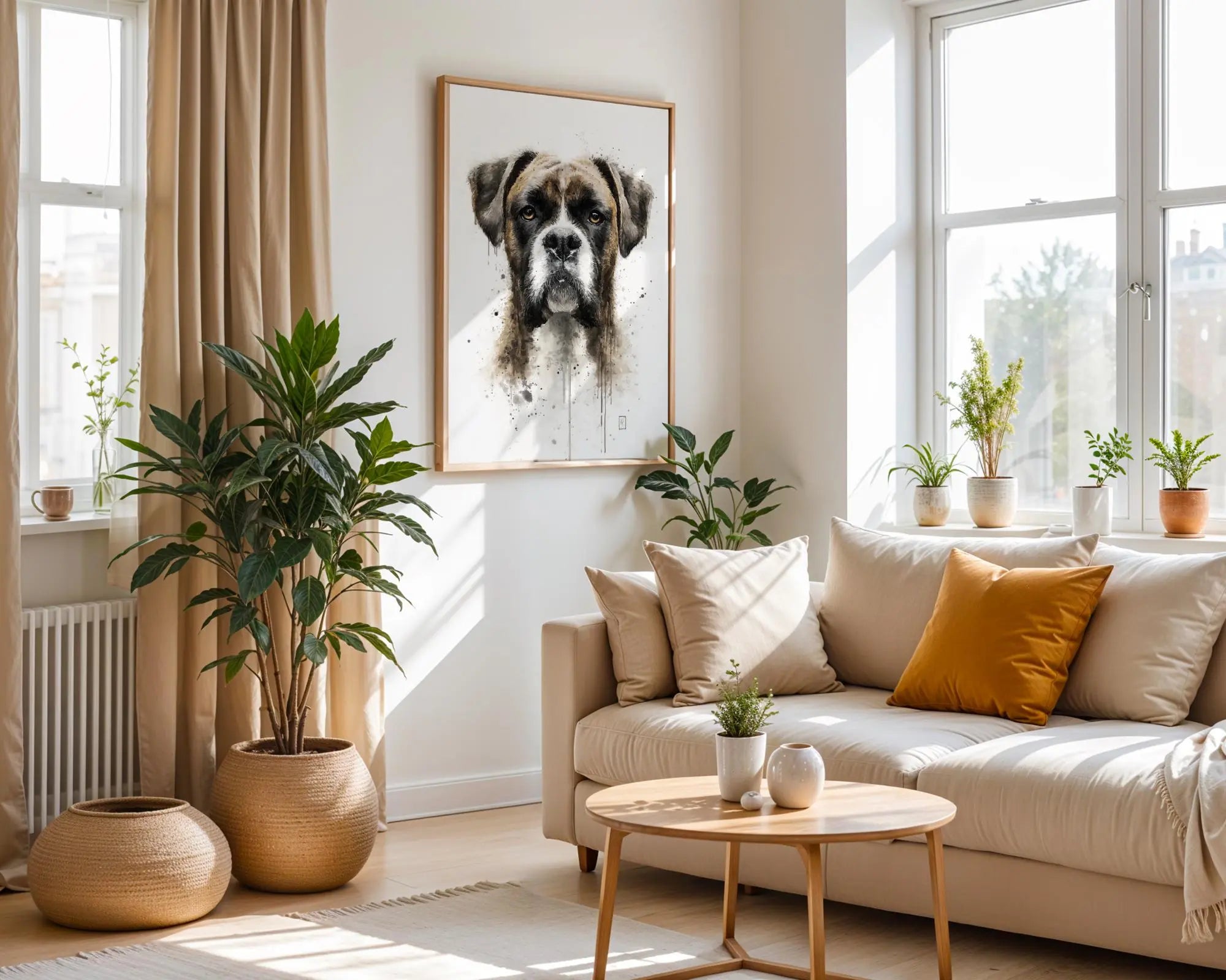 Boxer Dog Watercolor Portrait | Modern Pet Wall Art Print wall art print, modern home decor, unframed artwork by Nomad & Nest