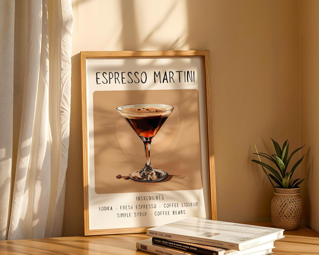Espresso Martini Art Print | Minimalist Cocktail Bar Cart Decor wall art print, modern home decor, unframed artwork by Nomad & Nest