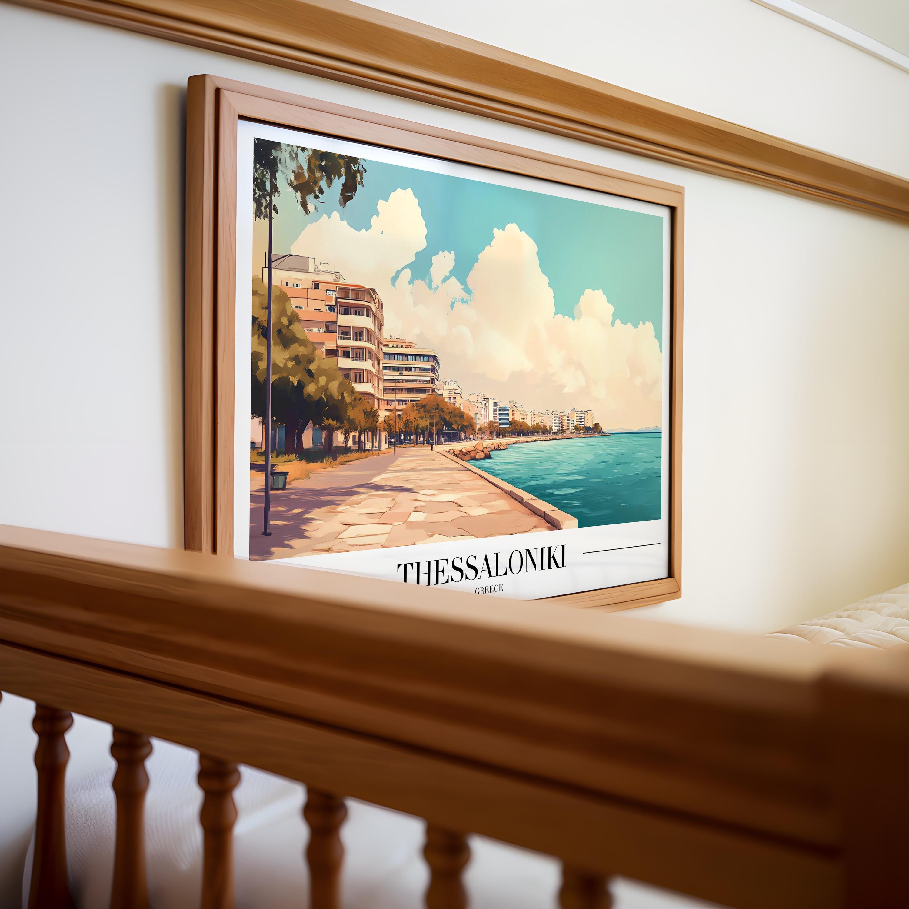 Thessaloniki Greece Travel Poster | Coastal Seaside Art Print wall art print, modern home decor, unframed artwork by Nomad & Nest